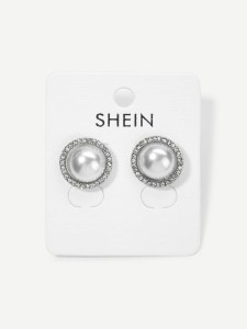 Faux Pearl Design Stud Earrings 1pair