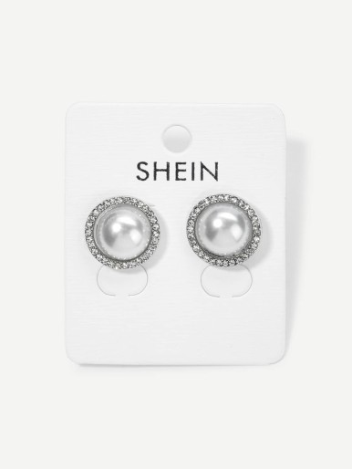 Faux Pearl Design Stud Earrings 1pair