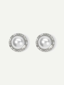 Faux Pearl Design Stud Earrings 1pair