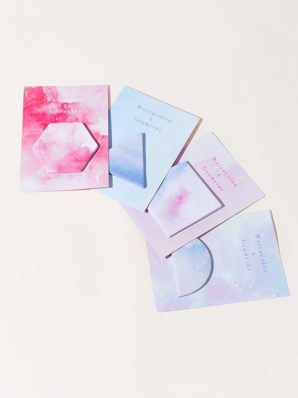 SHEIN 4pcs Watercolor Cover Memo Pad