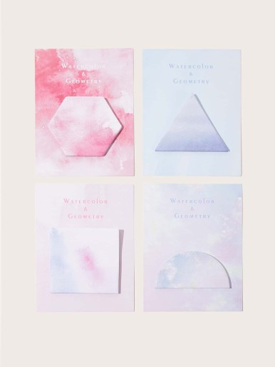 SHEIN 4pcs Watercolor Cover Memo Pad