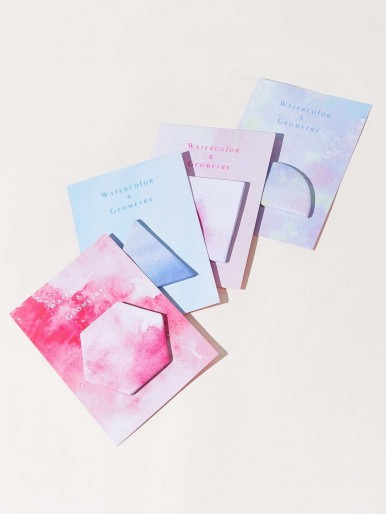 SHEIN 4pcs Watercolor Cover Memo Pad