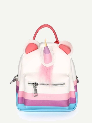 Kids Unicorn Design Pocket Front Backpack