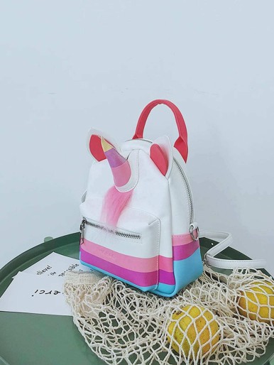 Kids Unicorn Design Pocket Front Backpack