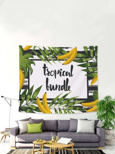 Tropical & Banana Print Wall Tapestry