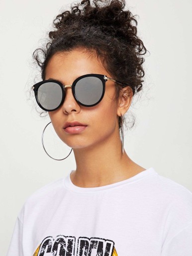 Two Tone Frame Flat Lens Sunglasses