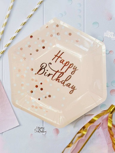 Hot Stamping Birthday Disposable Paper Plate 8pcs
