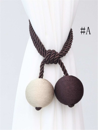 1pc Woven Ball Curtain Tie Back