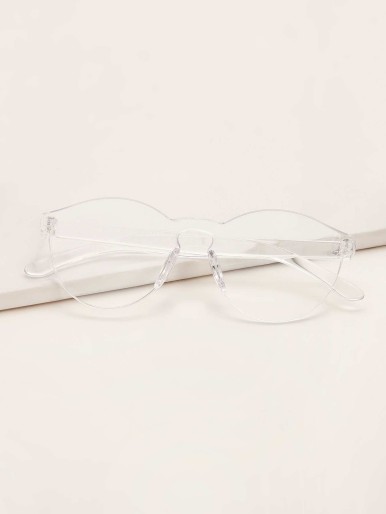 Round sunglasses with clear frameless lenses