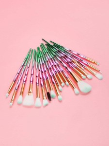 Color-Block Handle Makeup Brush 20pcs
