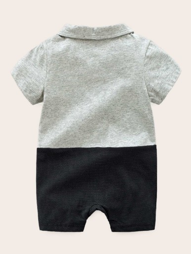 Baby Boy Cut And Sew Bow Tie Romper