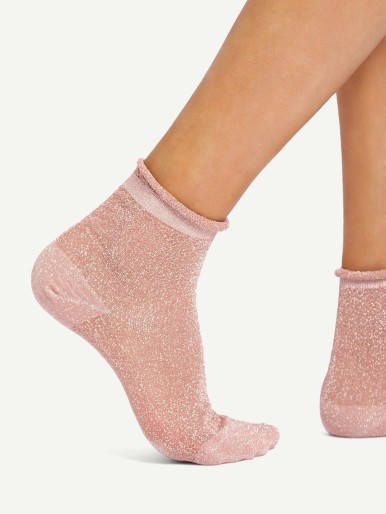 Glitter Design Rolled Ankle Socks