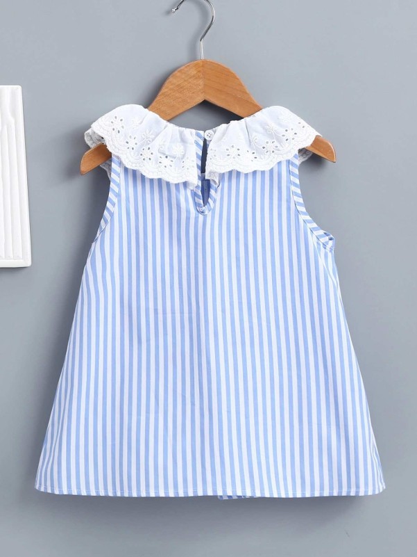 Baby Contrast Eyelet Embroidery Stripe Dress