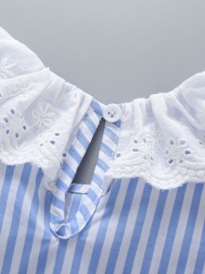 Baby Contrast Eyelet Embroidery Stripe Dress