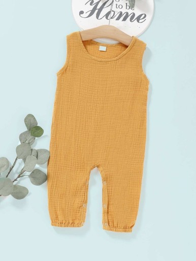 Baby Solid Popper Tank Jumpsuit