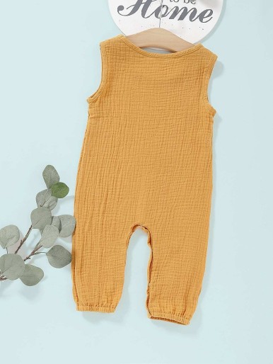 Baby Solid Popper Tank Jumpsuit