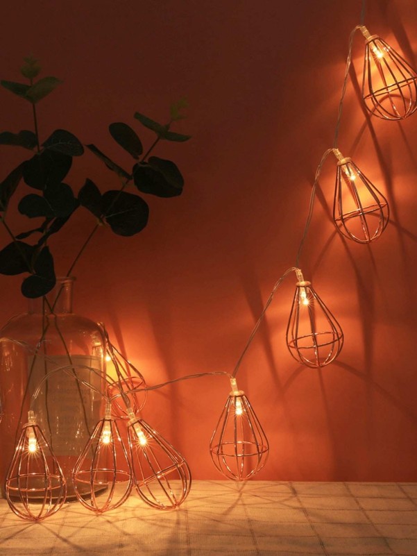 10pcs Hollow Metal Bulb String Light