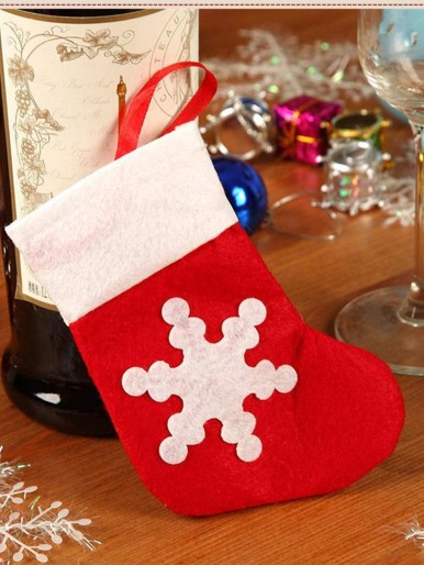 1pc Christmas Snowflake Sock Design Cutlery Holder