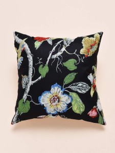 1pc Flower & Bird Print Cushion Cover Without Filler