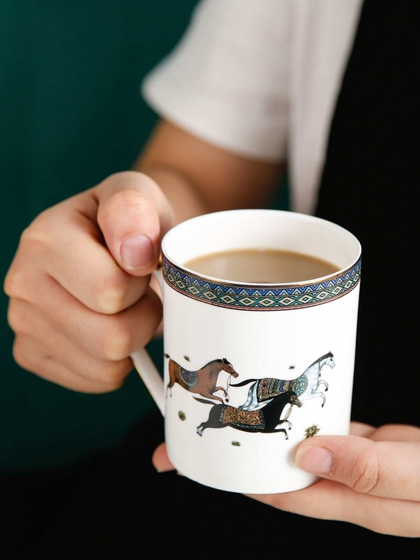 1pc Horse Print Ceramic Cup