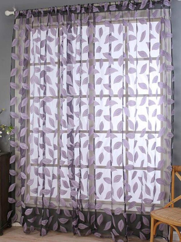 Pc Leaf Pattern Sheer Curtain