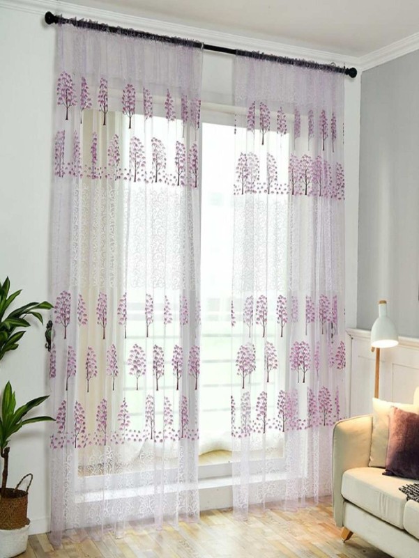 1pc Tree Pattern Sheer Curtain