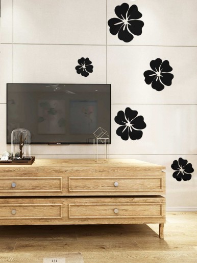 5pcs Flower Mirror Surface Wall Sticker