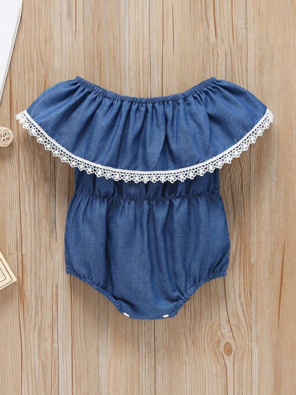 Baby Contrast Lace Ruffle Romper
