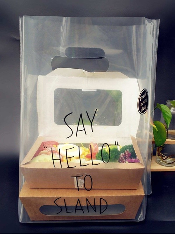 Slogan Print Clear Packaging Tote Bag 10pcs