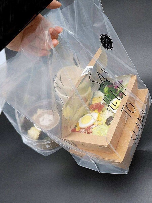 Slogan Print Clear Packaging Tote Bag 10pcs