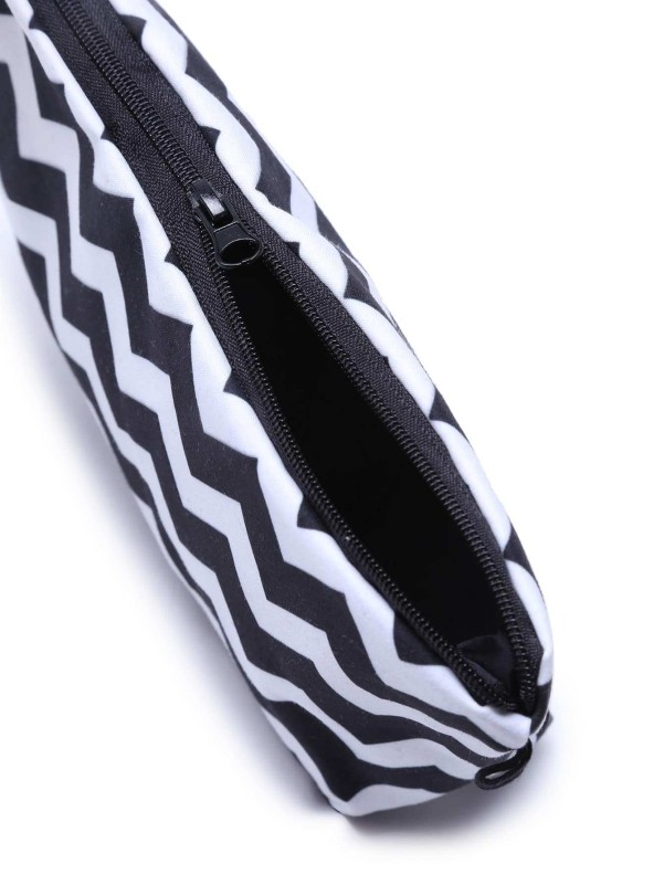 Black And White Geometric Line Print Cosmetic Makeup Bag