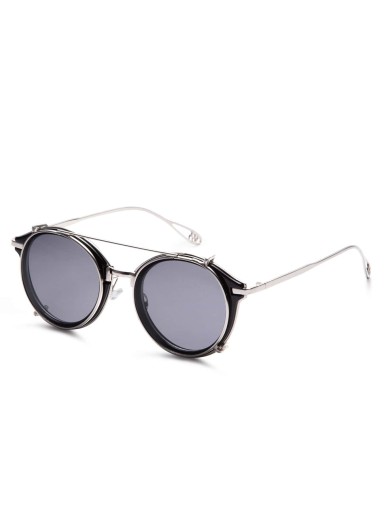 Black Metal Frame Double Bridge Sunglasses