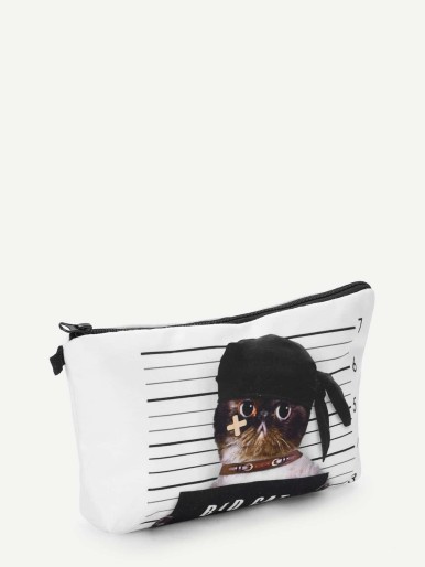 Cute Cat Print Makeup Bag