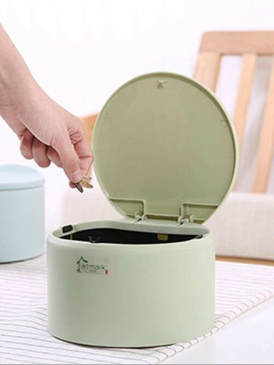 1pc Desktop Mini Trash Can With Lid