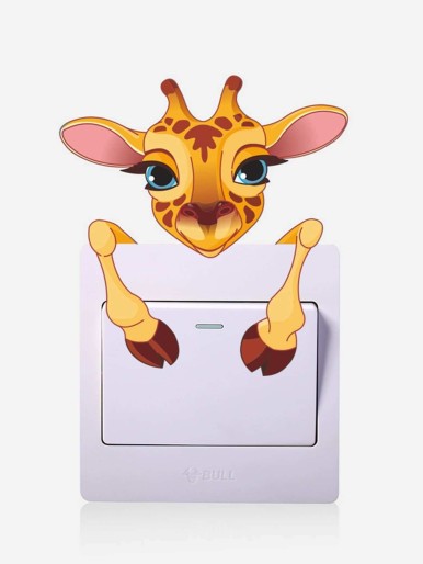 Cartoon Deer Plug & Switch Button Sticker