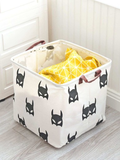 Cartoon Print Square Laundry Hamper