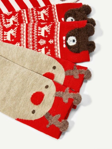Christmas Animal Pattern Socks 4pairs