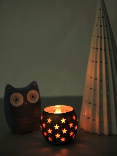 Star Print Round Candle Cover