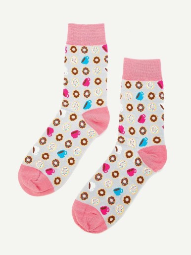 Doughnut Pattern Socks 1pair