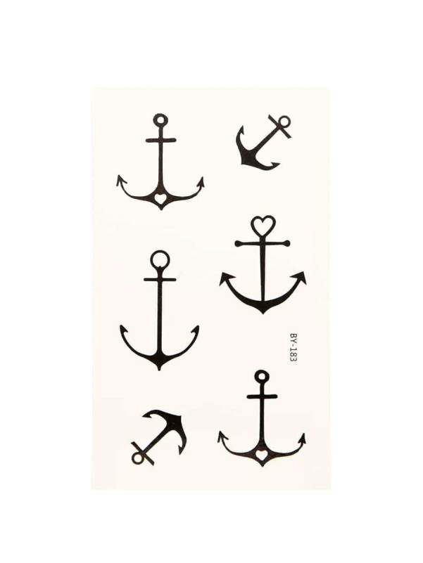 Feather & Anchor Tattoo Sticker Set 5pcs