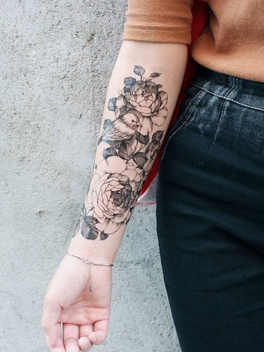 Flower & Bird Pattern Tattoo Sticker