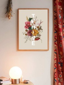 Flower & Letter Wall Art Print Without Frame