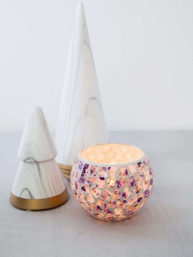Flower Print Glass Candle Cover