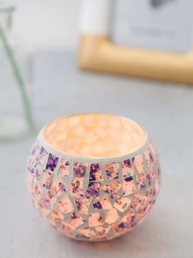 Flower Print Glass Candle Cover