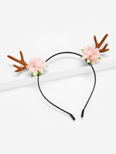 Girls Flower & Antlers Decorated Headband
