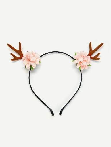 Girls Flower & Antlers Decorated Headband