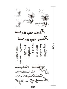 ملصق وشم على شكل بندقية ورسالة