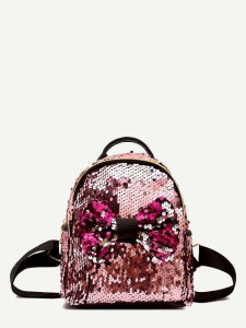 Kids Sequins Bow Decor Backpack