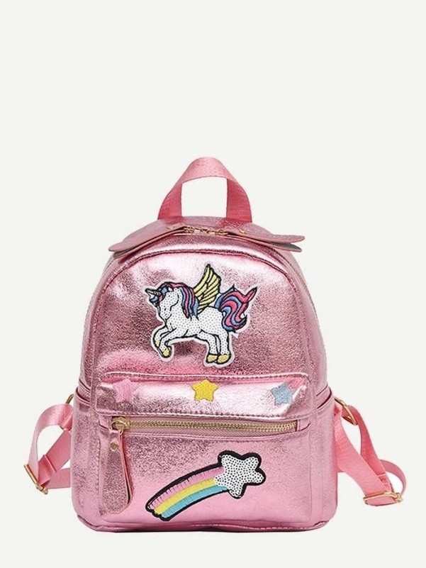 Kids Unicorn Patch Decor Backpack