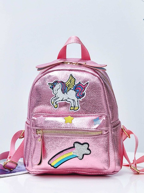 Kids Unicorn Patch Decor Backpack